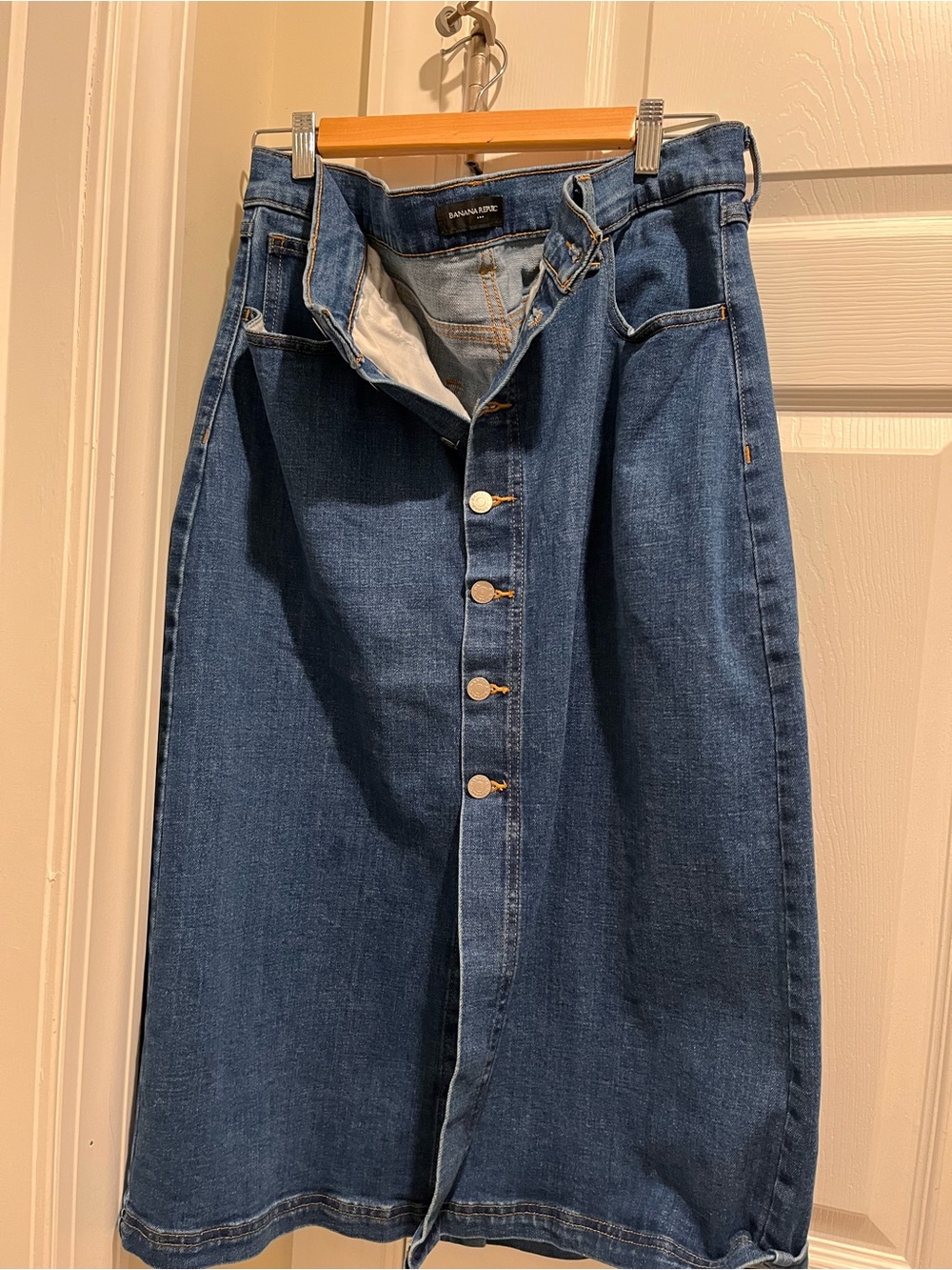 Banana Republic Dark Blue Straight-Leg Jeans Skirt